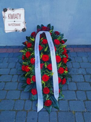 Wiązanka z naturalnych kwiatów na pogrzeb i szarfą