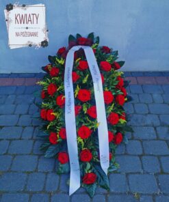 Wiązanka z naturalnych kwiatów na pogrzeb i szarfą