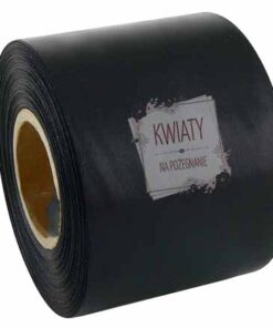 Szarfa satynowa Czarna na pogrzeb